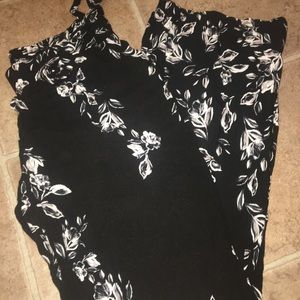 Black Floral Flowy Pants